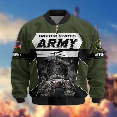 Premium US Veterans Bomber Jacket, Gifts For US Veterans, Gifts On Father's Day, Veterans Day.