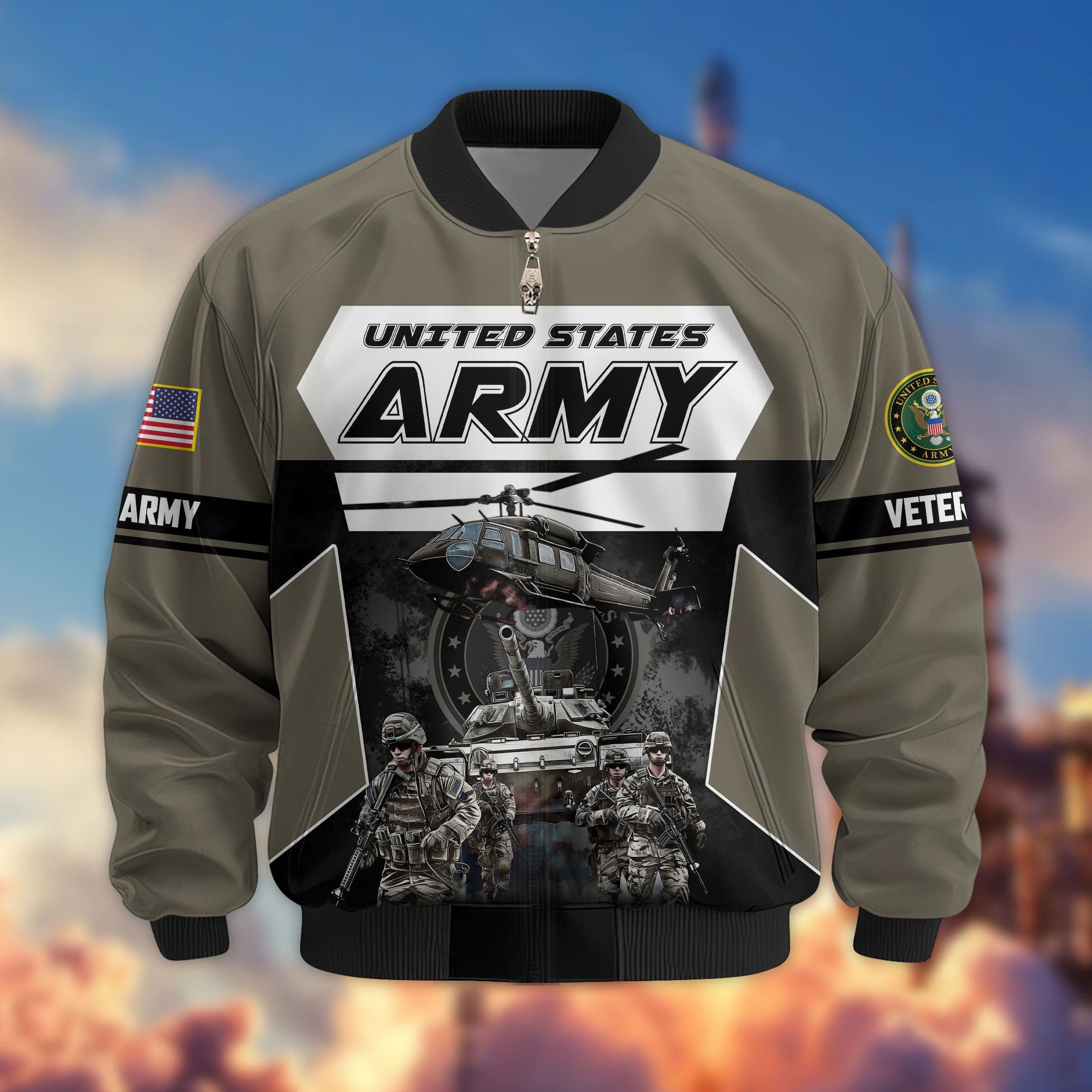 Premium US Veterans Bomber Jacket, Gifts For US Veterans, Gifts On Father's Day, Veterans Day.