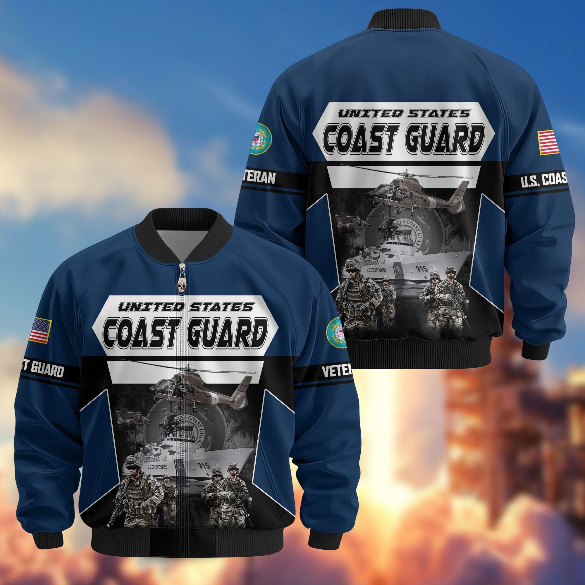 Premium US Veterans Bomber Jacket, Gifts For US Veterans, Gifts On Father's Day, Veterans Day.