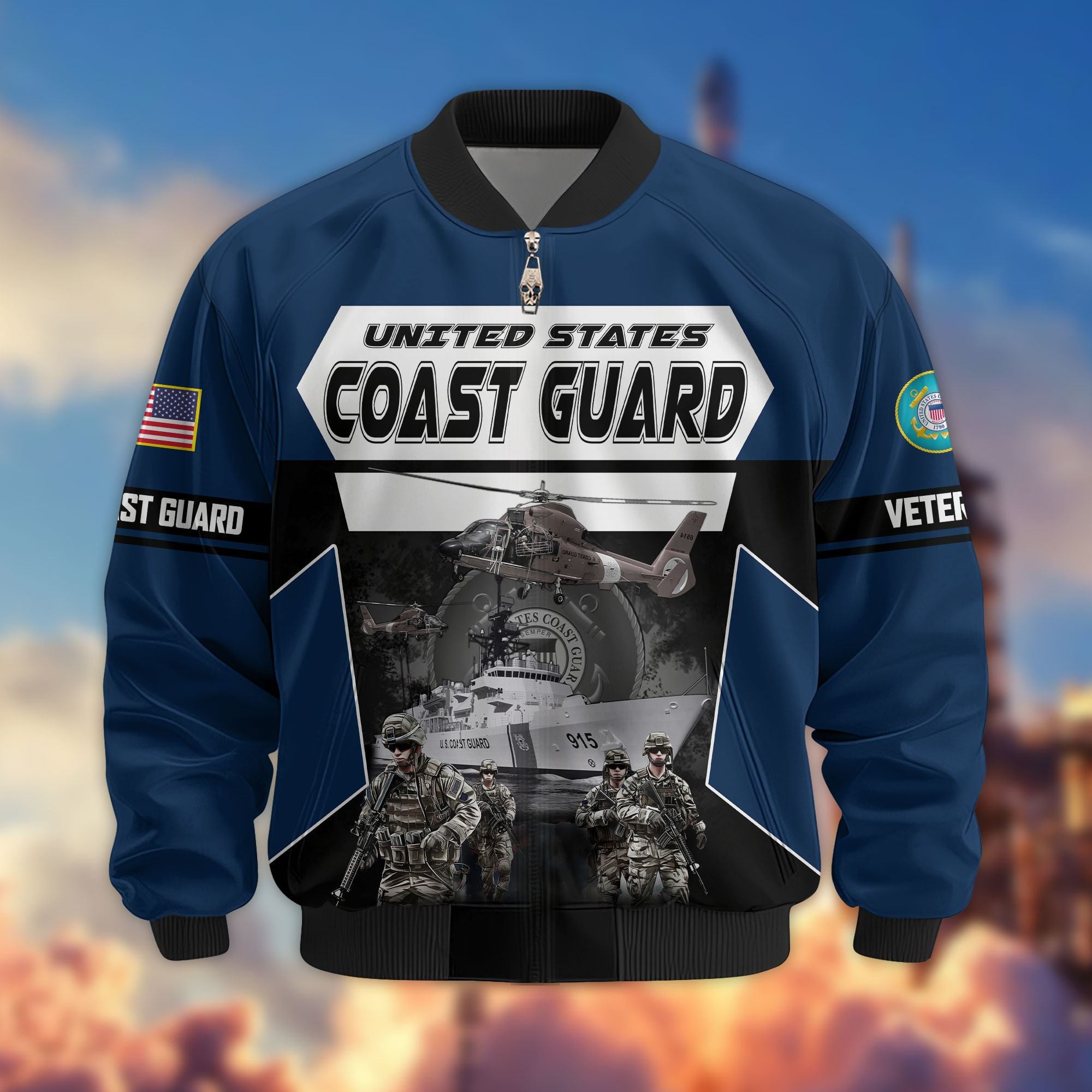 Premium US Veterans Bomber Jacket, Gifts For US Veterans, Gifts On Father's Day, Veterans Day.