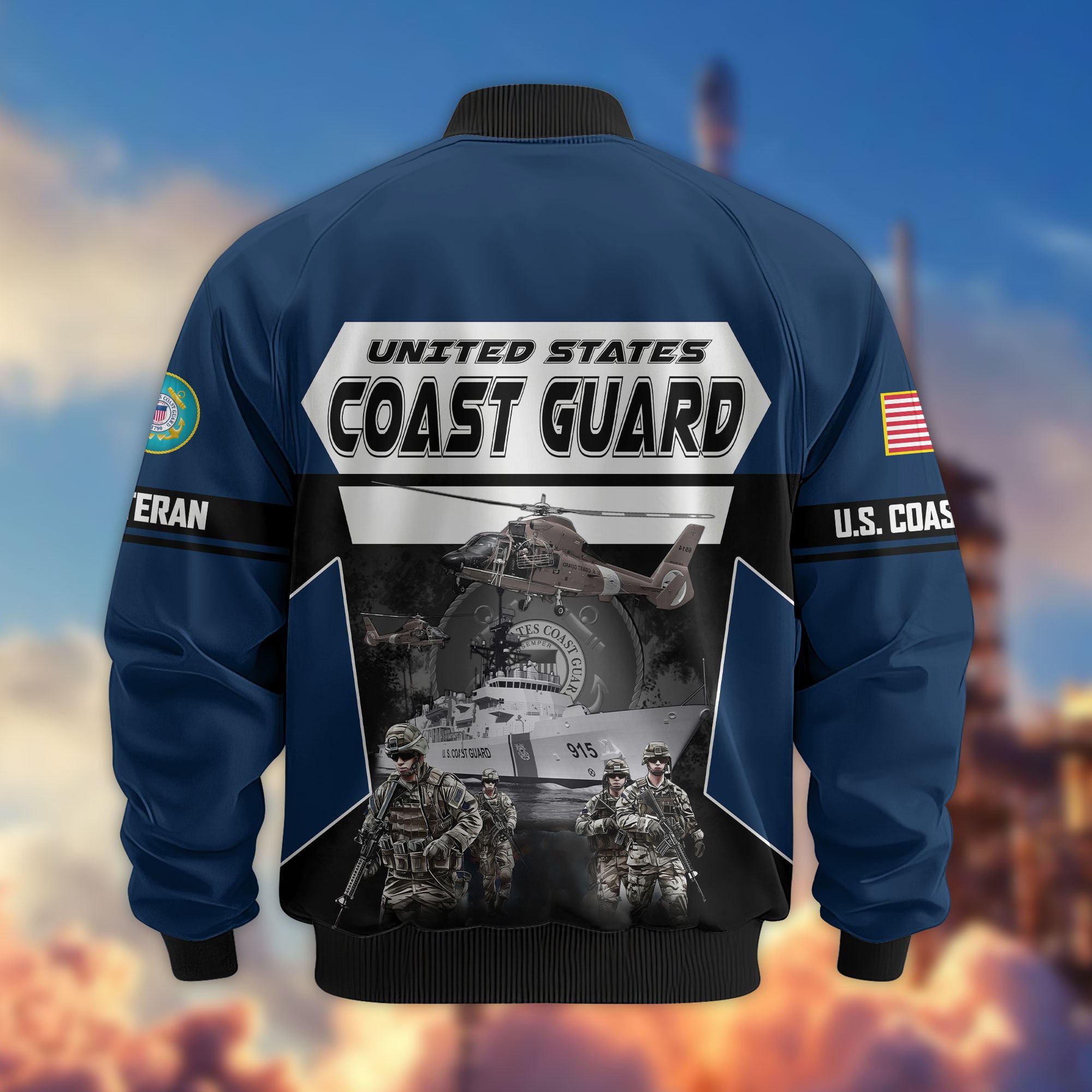 Premium US Veterans Bomber Jacket, Gifts For US Veterans, Gifts On Father's Day, Veterans Day.