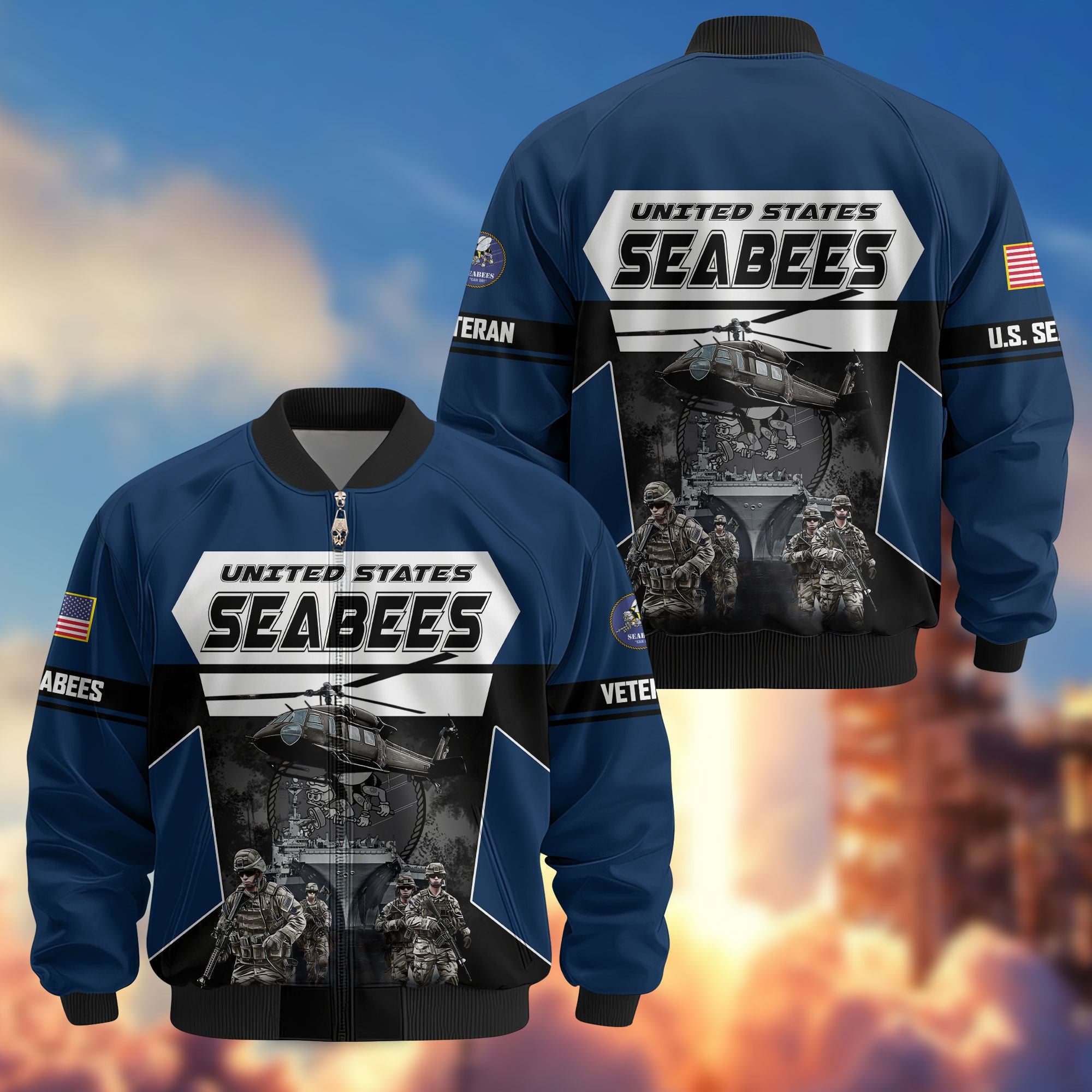 Premium US Veterans Bomber Jacket, Gifts For US Veterans, Gifts On Father's Day, Veterans Day.