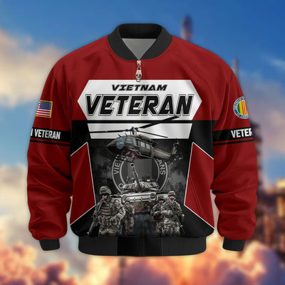 Premium US Veterans Bomber Jacket, Gifts For US Veterans, Gifts On Father's Day, Veterans Day.