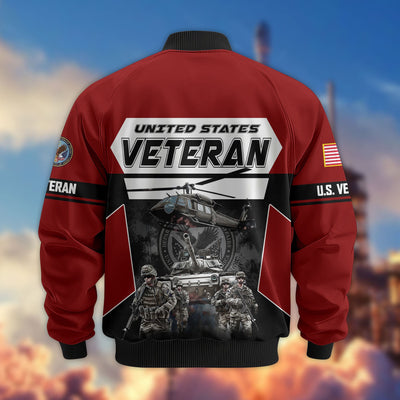 Premium US Veterans Bomber Jacket, Gifts For US Veterans, Gifts On Father's Day, Veterans Day.