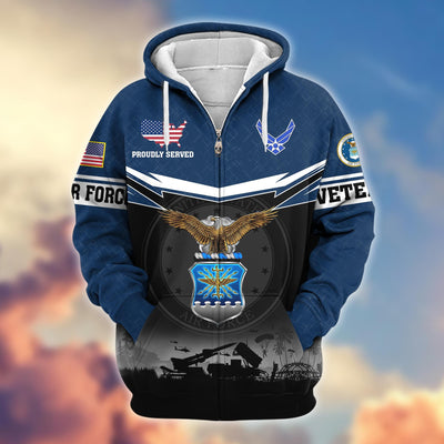 Premium US Veterans Zip Hoodie, Gifts For US Veterans, Gifts On Father's Day, Veterans Day.