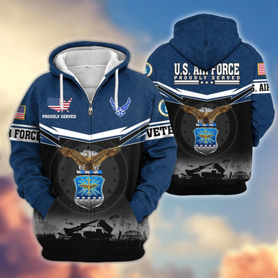 Premium US Veterans Zip Hoodie, Gifts For US Veterans, Gifts On Father's Day, Veterans Day.