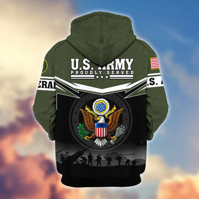 Premium US Veterans Zip Hoodie, Gifts For US Veterans, Gifts On Father's Day, Veterans Day.