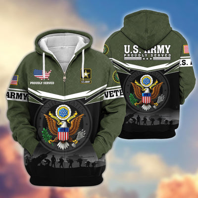 Premium US Veterans Zip Hoodie, Gifts For US Veterans, Gifts On Father's Day, Veterans Day.