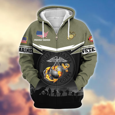 Premium US Veterans Zip Hoodie, Gifts For US Veterans, Gifts On Father's Day, Veterans Day.