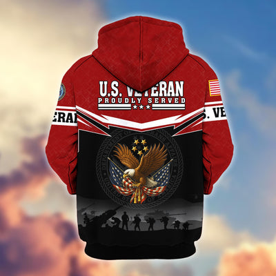 Premium US Veterans Zip Hoodie, Gifts For US Veterans, Gifts On Father's Day, Veterans Day.