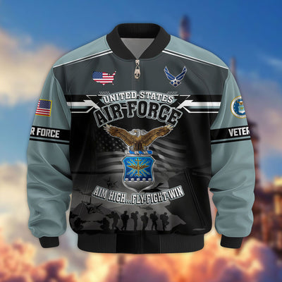 Premium US Veterans Bomber Jacket, Gifts For US Veterans, Gifts On Father's Day, Veterans Day.