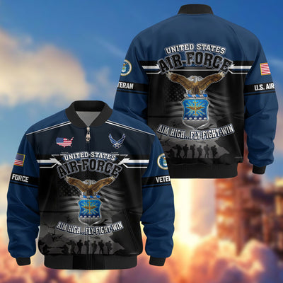 Premium US Veterans Bomber Jacket, Gifts For US Veterans, Gifts On Father's Day, Veterans Day.