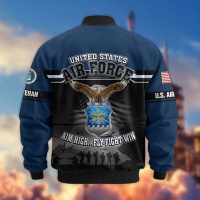 Premium US Veterans Bomber Jacket, Gifts For US Veterans, Gifts On Father's Day, Veterans Day.