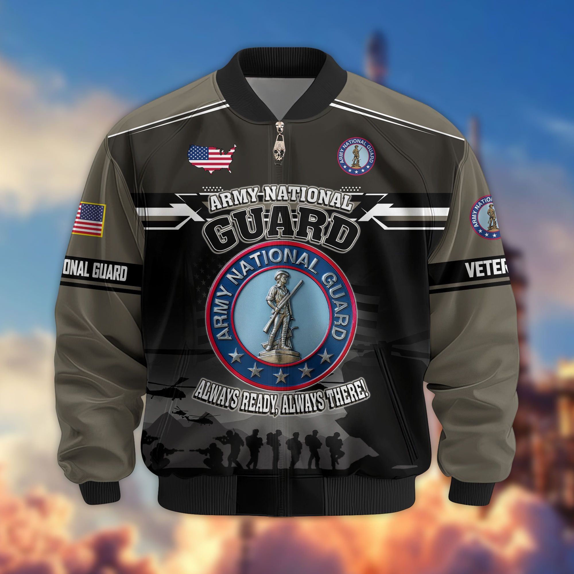 Premium US Veterans Bomber Jacket, Gifts For US Veterans, Gifts On Father's Day, Veterans Day.