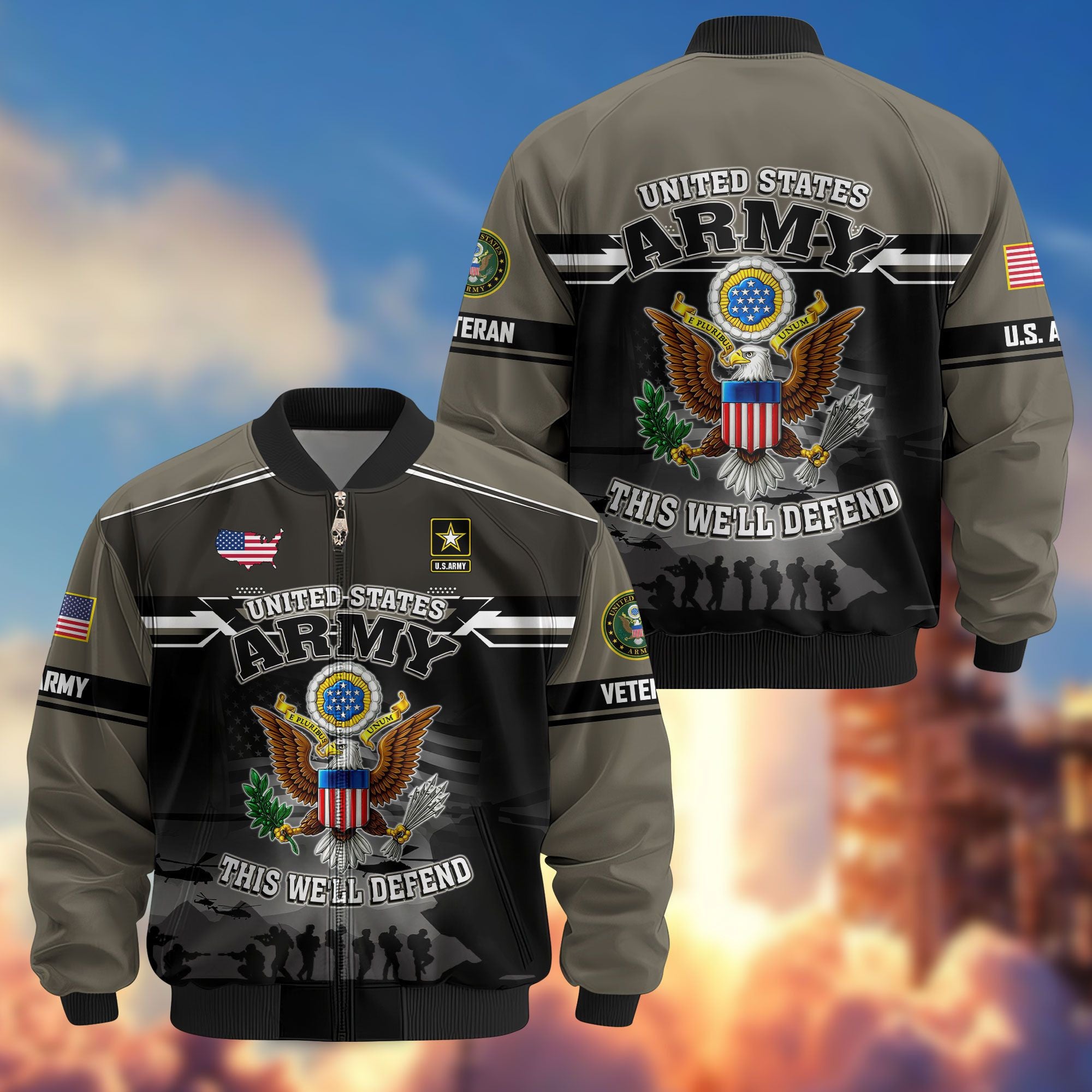 Premium US Veterans Bomber Jacket, Gifts For US Veterans, Gifts On Father's Day, Veterans Day.