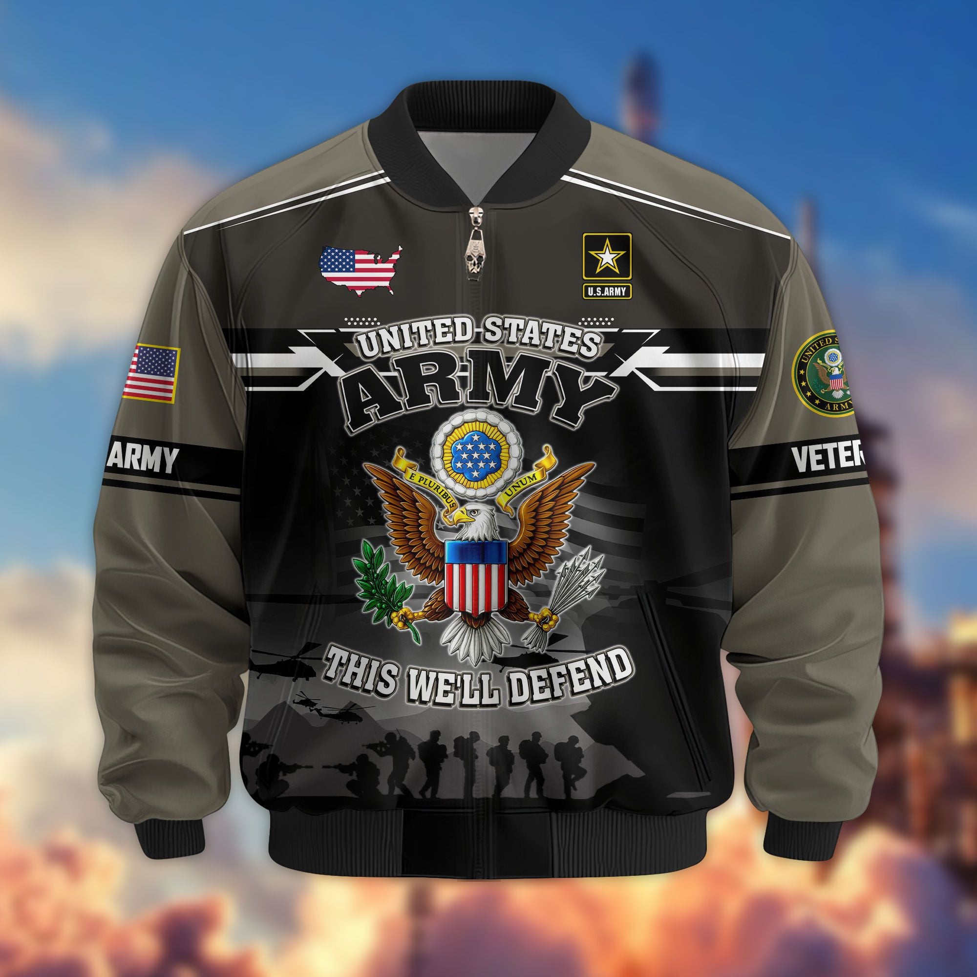 Premium US Veterans Bomber Jacket, Gifts For US Veterans, Gifts On Father's Day, Veterans Day.
