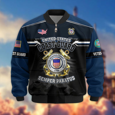 Premium US Veterans Bomber Jacket, Gifts For US Veterans, Gifts On Father's Day, Veterans Day.