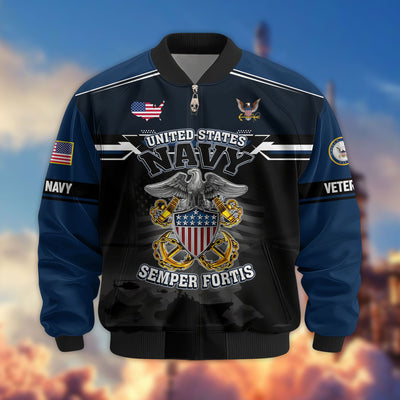 Premium US Veterans Bomber Jacket, Gifts For US Veterans, Gifts On Father's Day, Veterans Day.