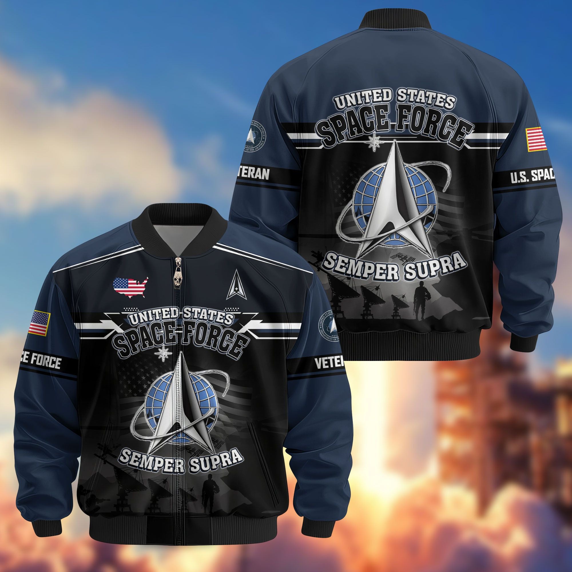 Premium US Veterans Bomber Jacket, Gifts For US Veterans, Gifts On Father's Day, Veterans Day.