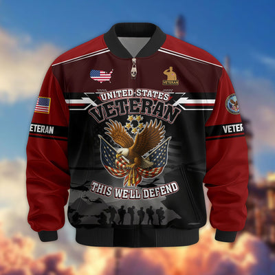 Premium US Veterans Bomber Jacket, Gifts For US Veterans, Gifts On Father's Day, Veterans Day.