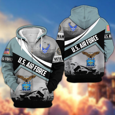 Premium US Veterans Zip Hoodie, Gifts For US Veterans, Gifts On Father's Day, Veterans Day.