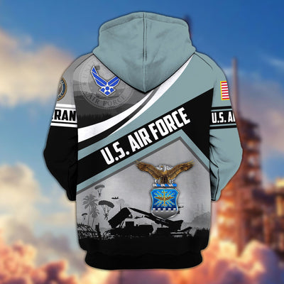 Premium US Veterans Zip Hoodie, Gifts For US Veterans, Gifts On Father's Day, Veterans Day.