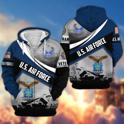 Premium US Veterans Zip Hoodie, Gifts For US Veterans, Gifts On Father's Day, Veterans Day.