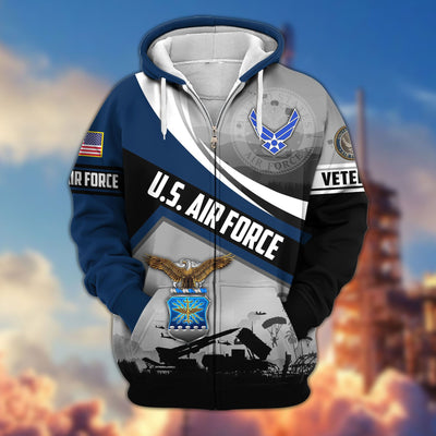 Premium US Veterans Zip Hoodie, Gifts For US Veterans, Gifts On Father's Day, Veterans Day.