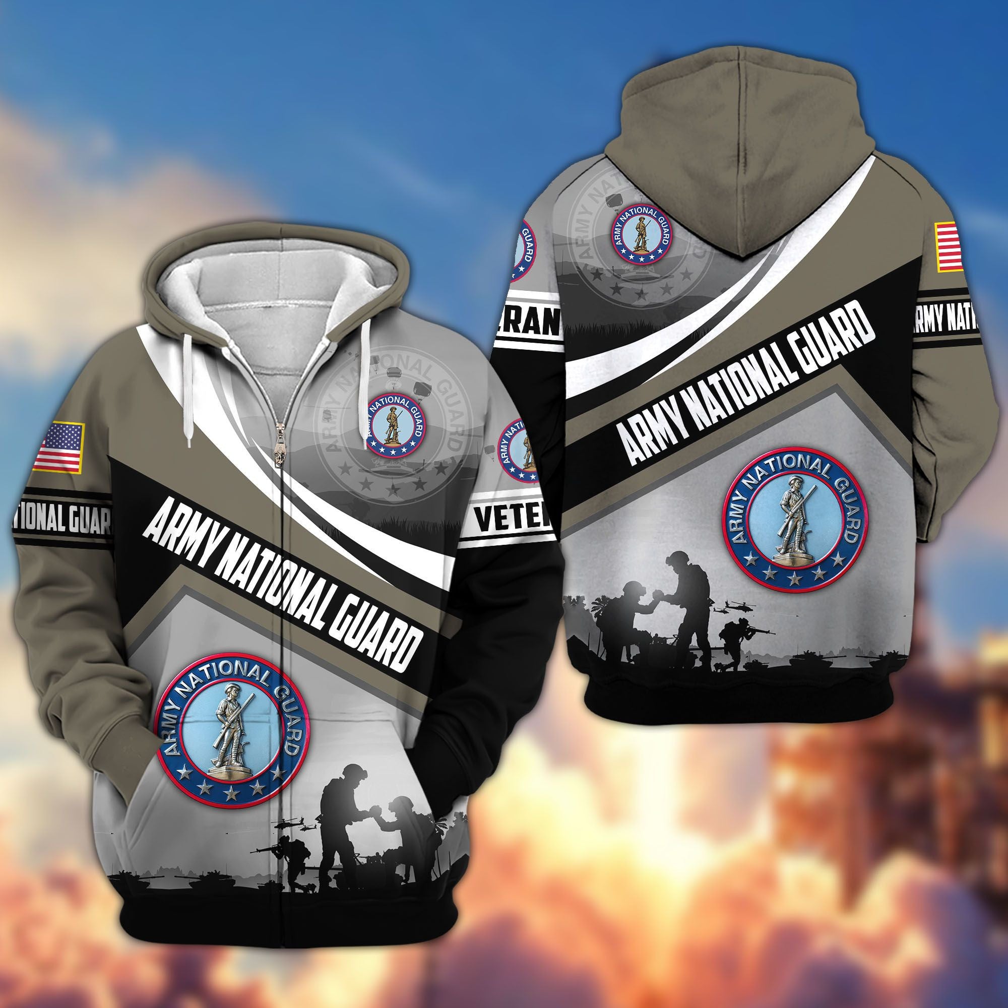 Premium US Veterans Zip Hoodie, Gifts For US Veterans, Gifts On Father's Day, Veterans Day.