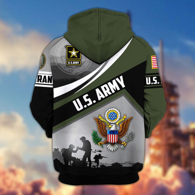 Premium US Veterans Zip Hoodie, Gifts For US Veterans, Gifts On Father's Day, Veterans Day.