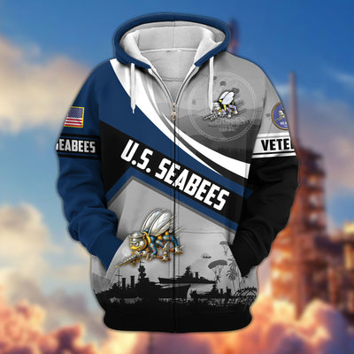 Premium US Veterans Zip Hoodie, Gifts For US Veterans, Gifts On Father's Day, Veterans Day.