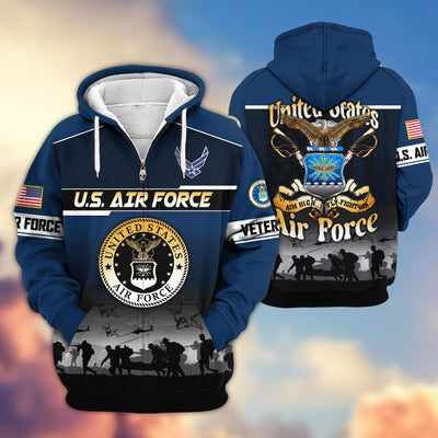 Premium US Veterans Zip Hoodie, Gifts For US Veterans, Gifts On Father's Day, Veterans Day.
