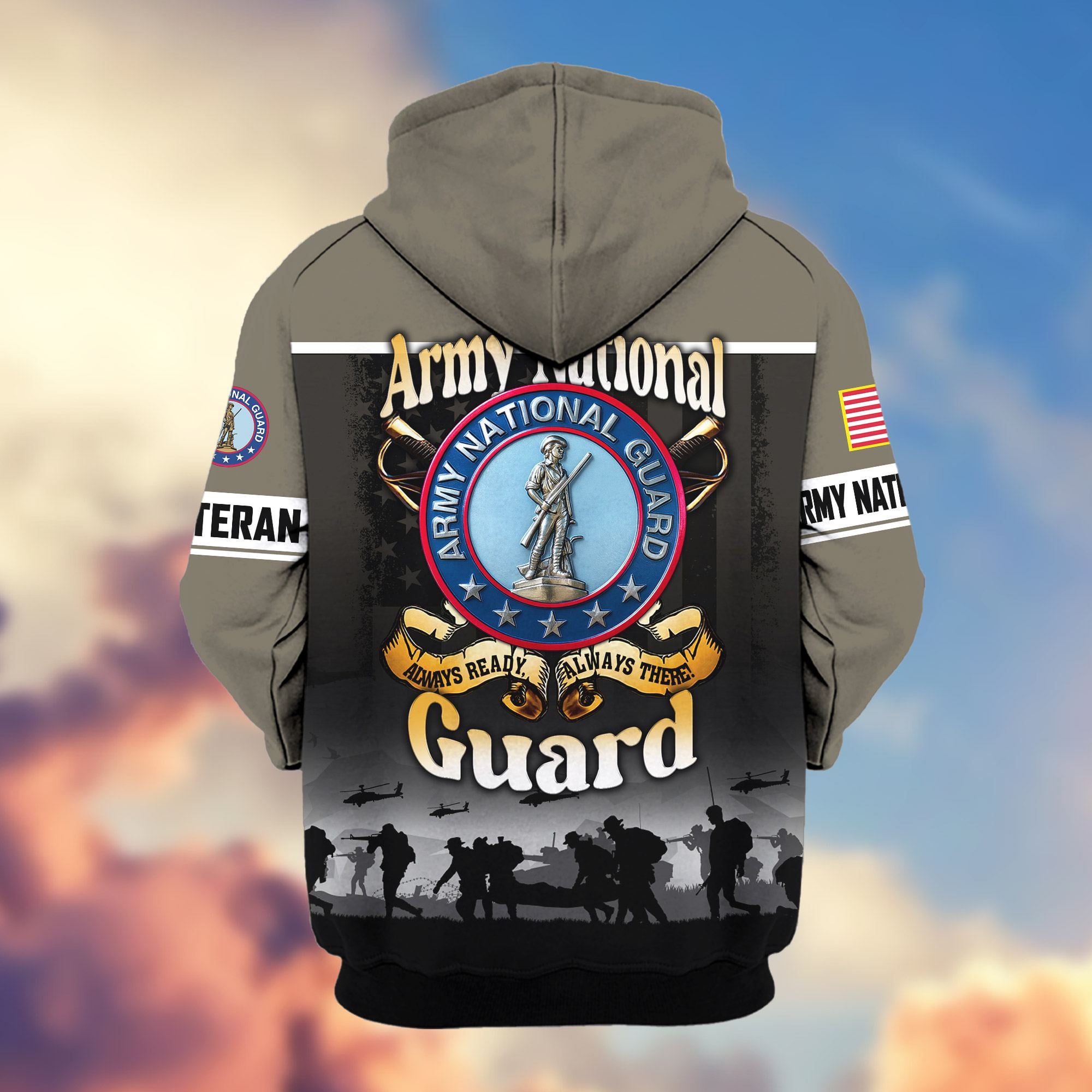 Premium US Veterans Zip Hoodie, Gifts For US Veterans, Gifts On Father's Day, Veterans Day.