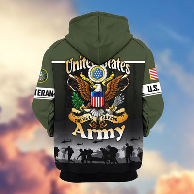 Premium US Veterans Zip Hoodie, Gifts For US Veterans, Gifts On Father's Day, Veterans Day.