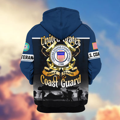 Premium US Veterans Zip Hoodie, Gifts For US Veterans, Gifts On Father's Day, Veterans Day.
