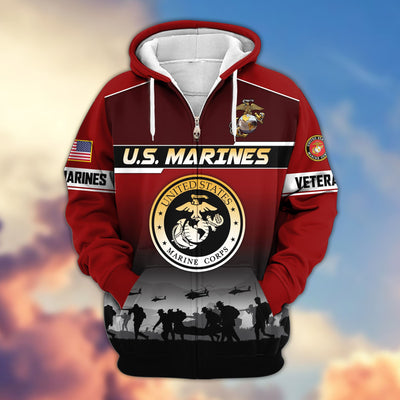 Premium US Veterans Zip Hoodie, Gifts For US Veterans, Gifts On Father's Day, Veterans Day.