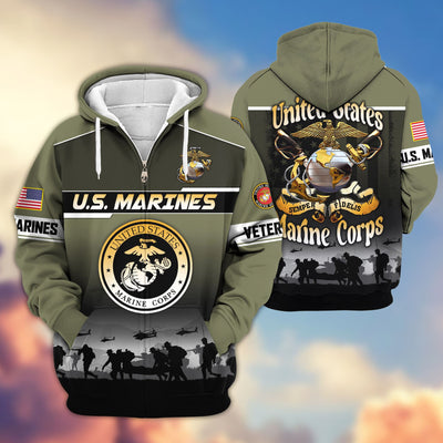 Premium US Veterans Zip Hoodie, Gifts For US Veterans, Gifts On Father's Day, Veterans Day.