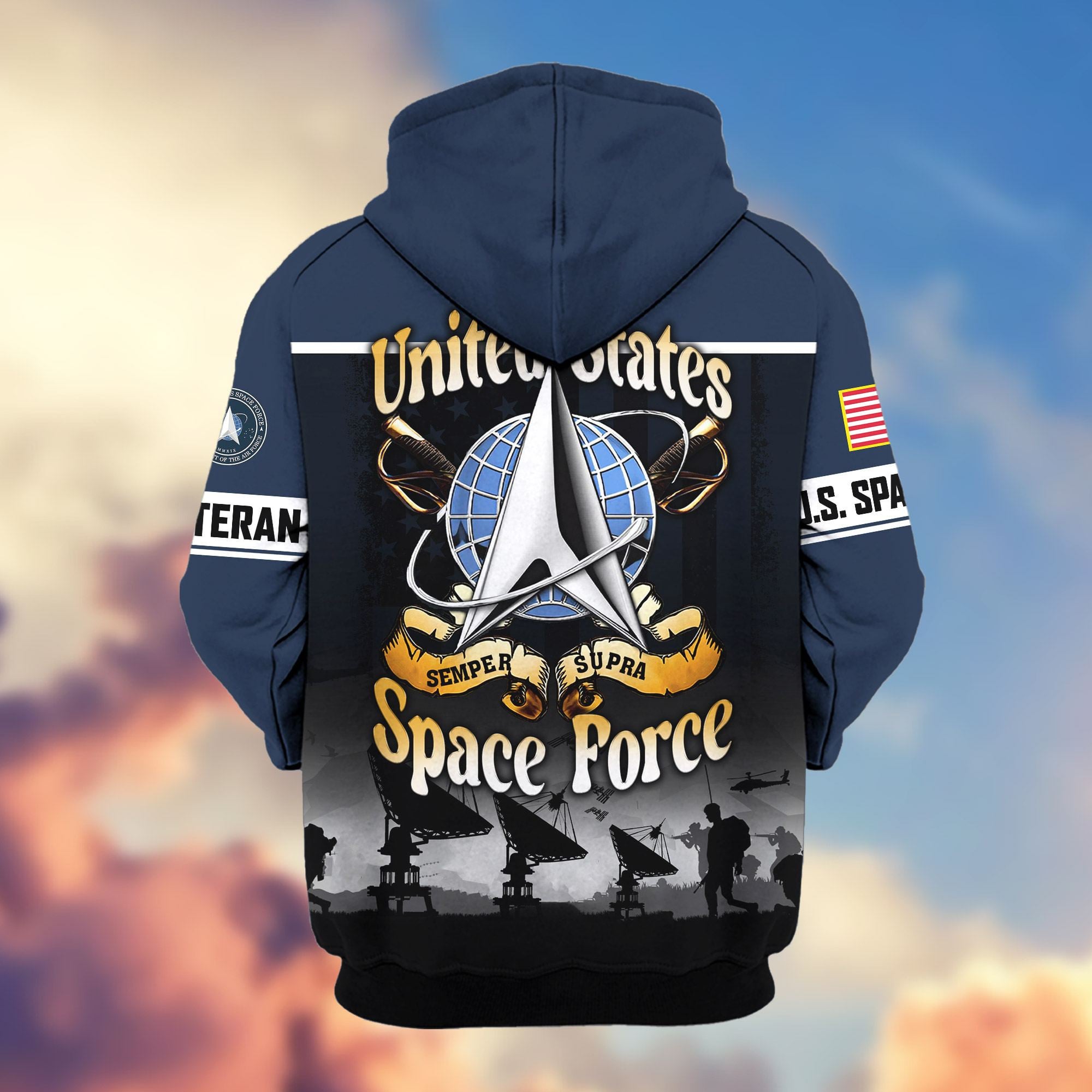 Premium US Veterans Zip Hoodie, Gifts For US Veterans, Gifts On Father's Day, Veterans Day.