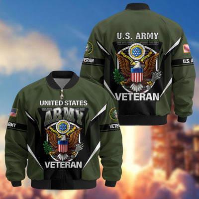 Premium US Veterans Bomber Jacket, Gifts For US Veterans, Gifts On Father's Day, Veterans Day.