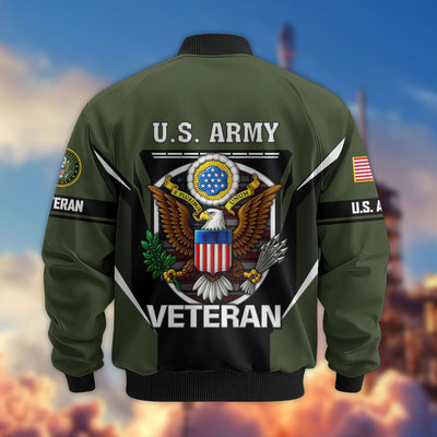Premium US Veterans Bomber Jacket, Gifts For US Veterans, Gifts On Father's Day, Veterans Day.