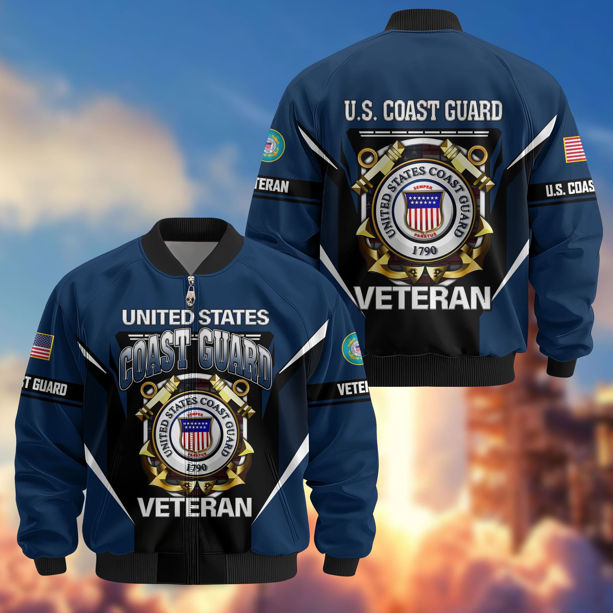 Premium US Veterans Bomber Jacket, Gifts For US Veterans, Gifts On Father's Day, Veterans Day.