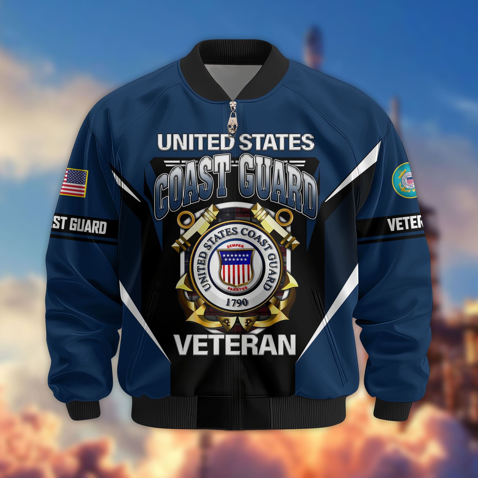Premium US Veterans Bomber Jacket, Gifts For US Veterans, Gifts On Father's Day, Veterans Day.