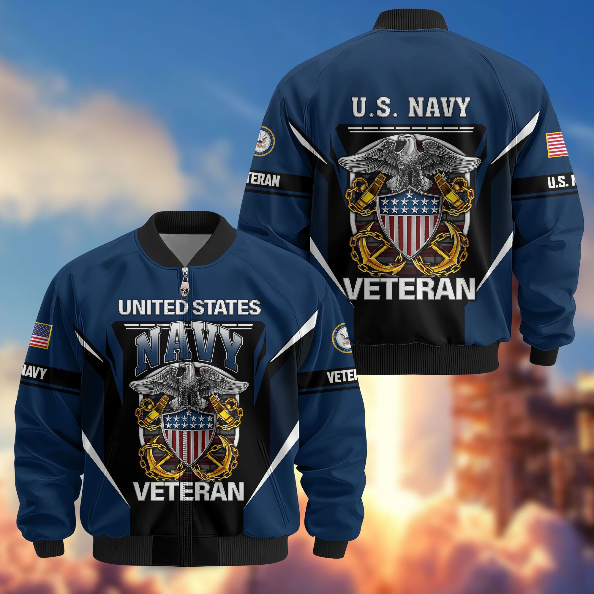 Premium US Veterans Bomber Jacket, Gifts For US Veterans, Gifts On Father's Day, Veterans Day.