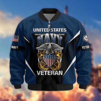 Premium US Veterans Bomber Jacket, Gifts For US Veterans, Gifts On Father's Day, Veterans Day.