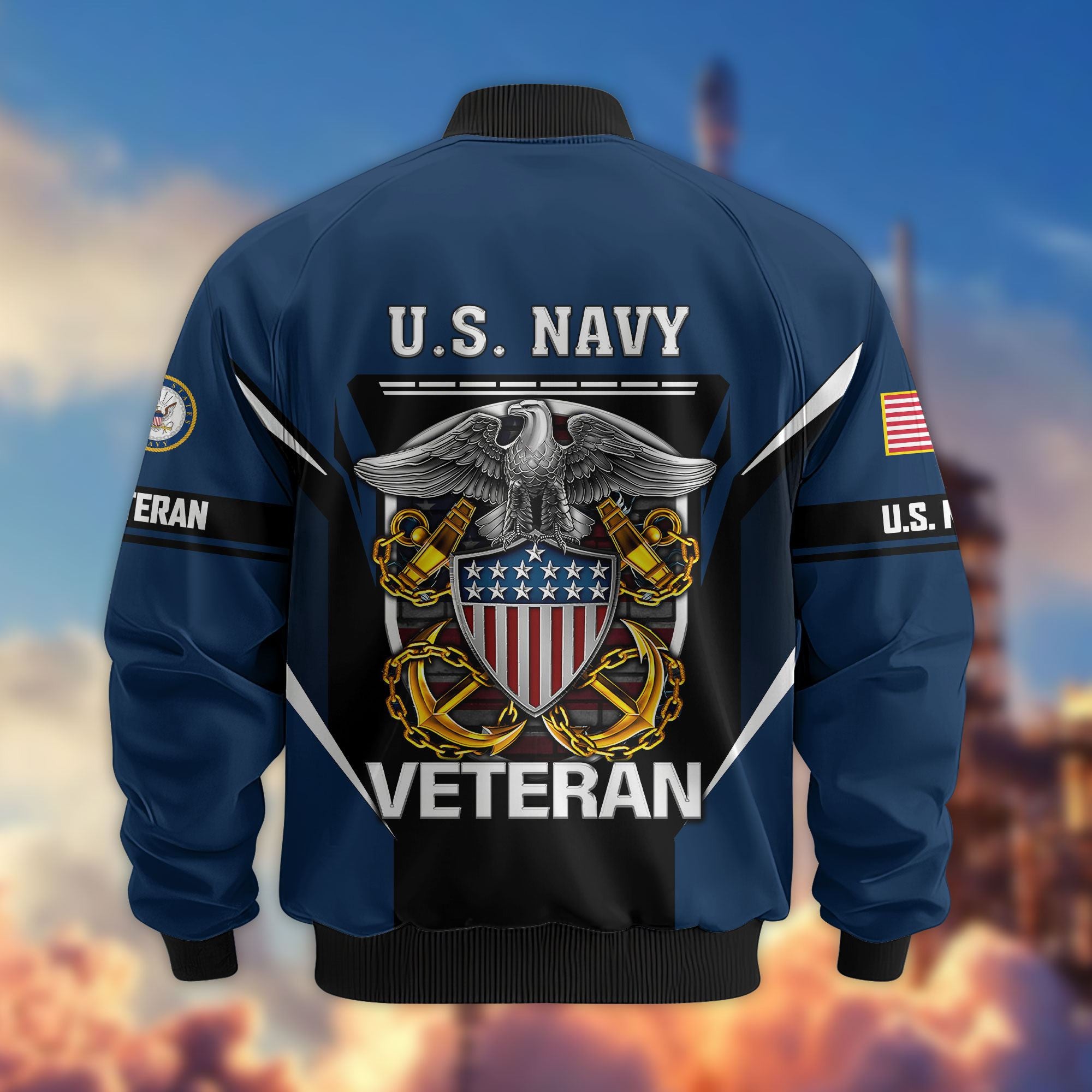 Premium US Veterans Bomber Jacket, Gifts For US Veterans, Gifts On Father's Day, Veterans Day.