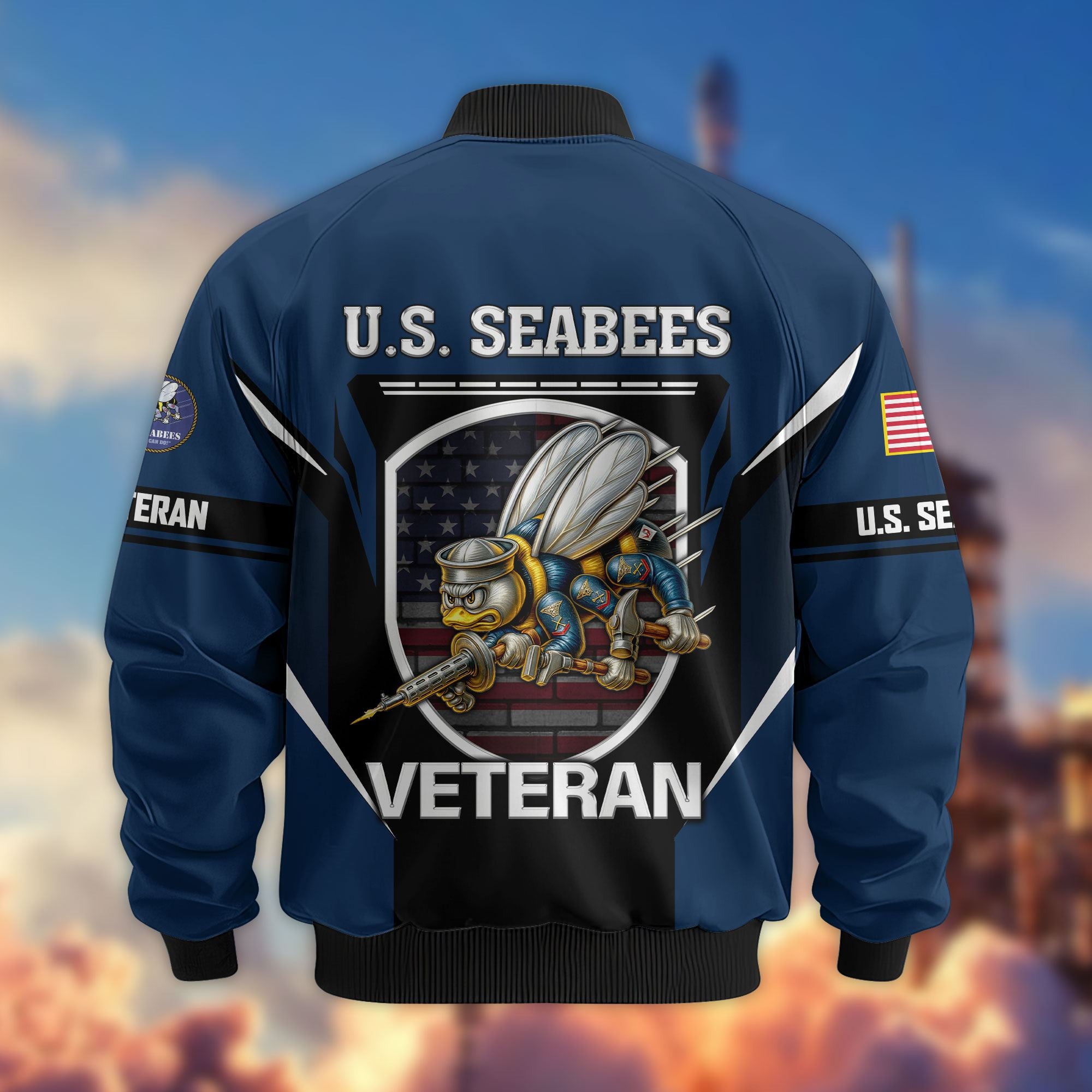 Premium US Veterans Bomber Jacket, Gifts For US Veterans, Gifts On Father's Day, Veterans Day.