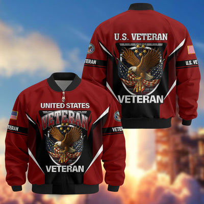 Premium US Veterans Bomber Jacket, Gifts For US Veterans, Gifts On Father's Day, Veterans Day.
