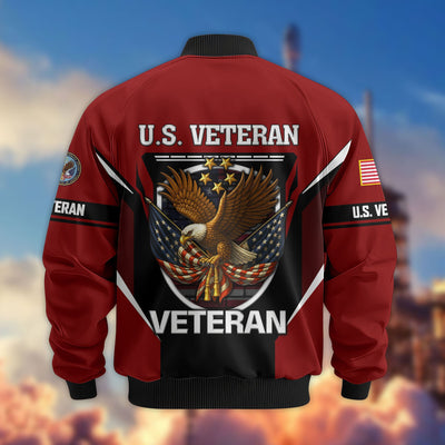 Premium US Veterans Bomber Jacket, Gifts For US Veterans, Gifts On Father's Day, Veterans Day.