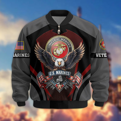 Premium US Veterans Bomber Jacket, Gifts For US Veterans, Gifts On Father's Day, Veterans Day.