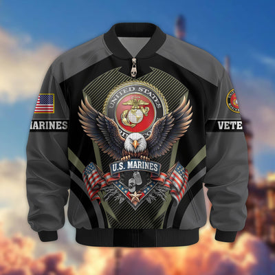 Premium US Veterans Bomber Jacket, Gifts For US Veterans, Gifts On Father's Day, Veterans Day.